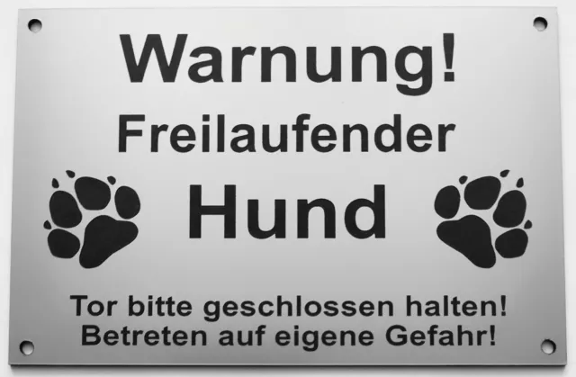 Hundeschild Warnschild Warnung Freilaufender Hund Tor Geschlossen Halten Silber 2