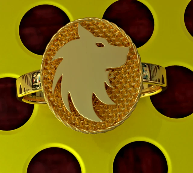 Solid 10K Yellow gold wolf ring