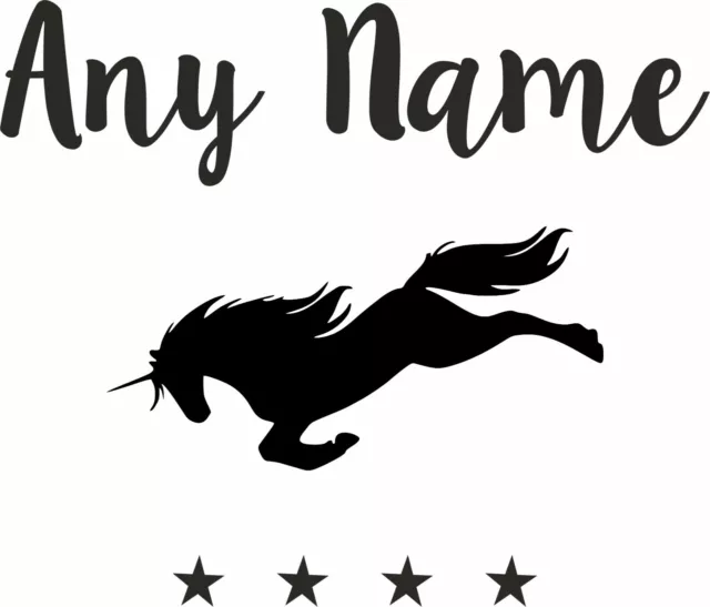 Personalised Name Unicorn Wall Sticker Kids Bedroom Custom Art Girls Decal 2