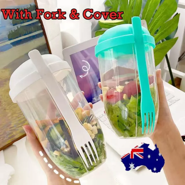 AU Fresh Salad Cup to Go Container Set with Fork Sauce Cup Fruit & Vegetable Cup