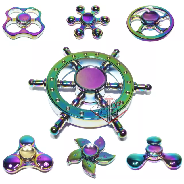 Fidget Spinner Metallo Multicolore Idea Regalo Gioco Anti Stress Adulti Bambini