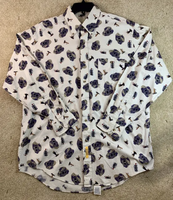 BD Baggies Shirt Mens Ivory Long Sleeve Button Up Fly Fishing Shirt Mens Large