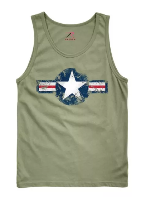 US Airborne Vintage Army Military Air Corps Tank Top Shirt TShirt Od Green