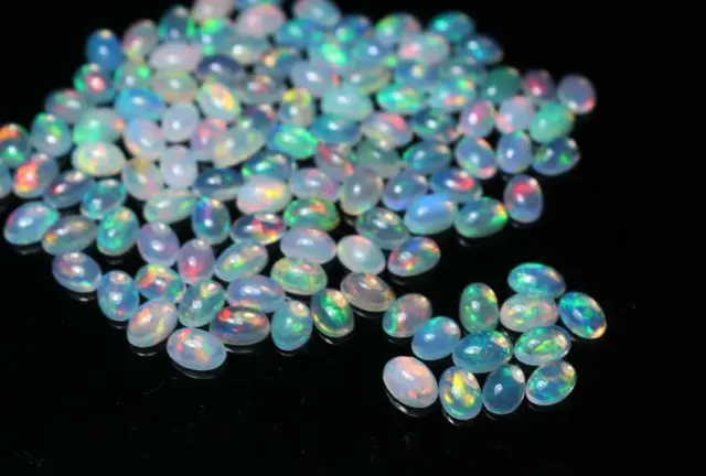 5 Pec Aaa Natural Ethiopian Opal Oval Gemstone Cabochon 3X5 Mm Welo Fire Opal