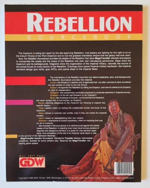 Rebellion Sourcebook | MegaTraveller RPG | GDW | Condition/Condition VERY GOOD 2
