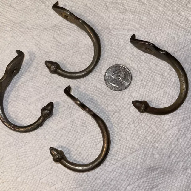 Four Antique Acorn Cast Iron Acorn Coat / Hat Hooks 2 3/4”