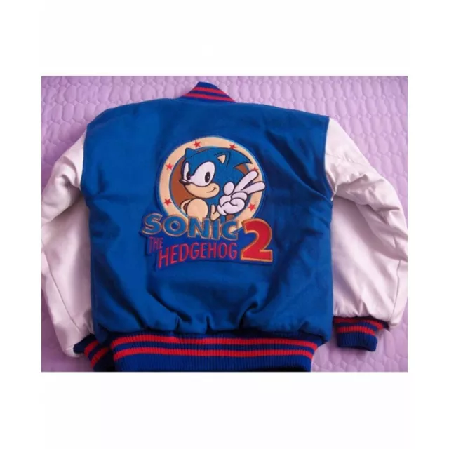 Sonic The Hedgehog Letterman Varsity Bomber Jacket Leather Sleeves