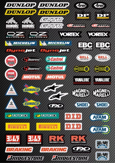 Fe Kit Autocollants A3 Adesivi Kit Sponsor Tecnici Moto Cross Quad Dunlop...