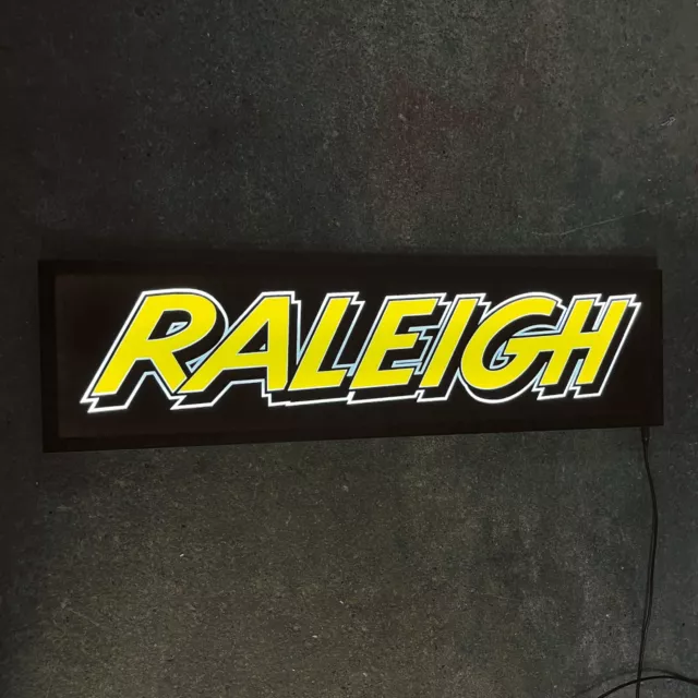 Raleigh Led Illuminated Light Up Garage Sign Bmx Chopper Burner Grifter Boxer