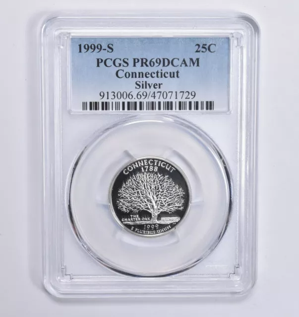 PR69 DCAM 1999-S Silver Connecticut Quarter PCGS Blue Label *0890