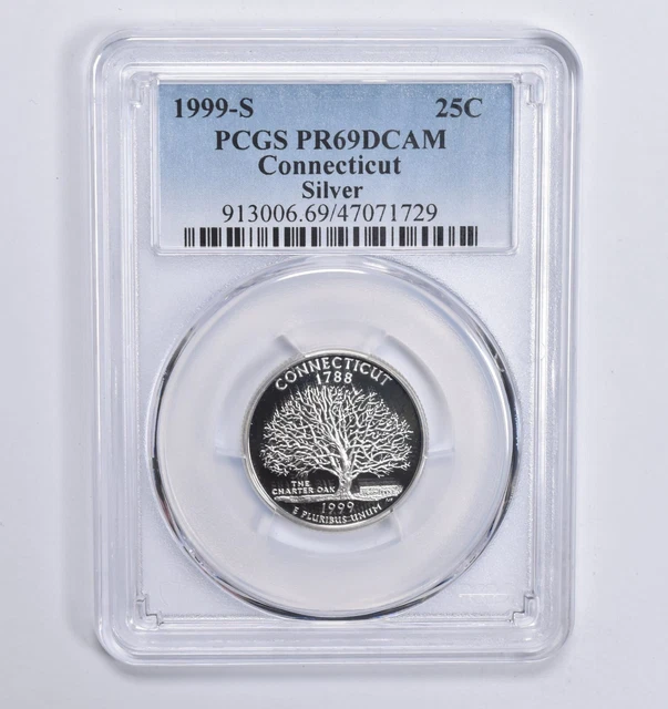 PR69 DCAM 1999-S Silver Connecticut Quarter PCGS Blue Label *0890