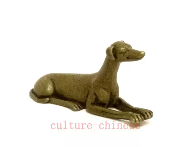 Chinese Bronze Carving zodiac Dog statue Pendant desk decoration old Collection