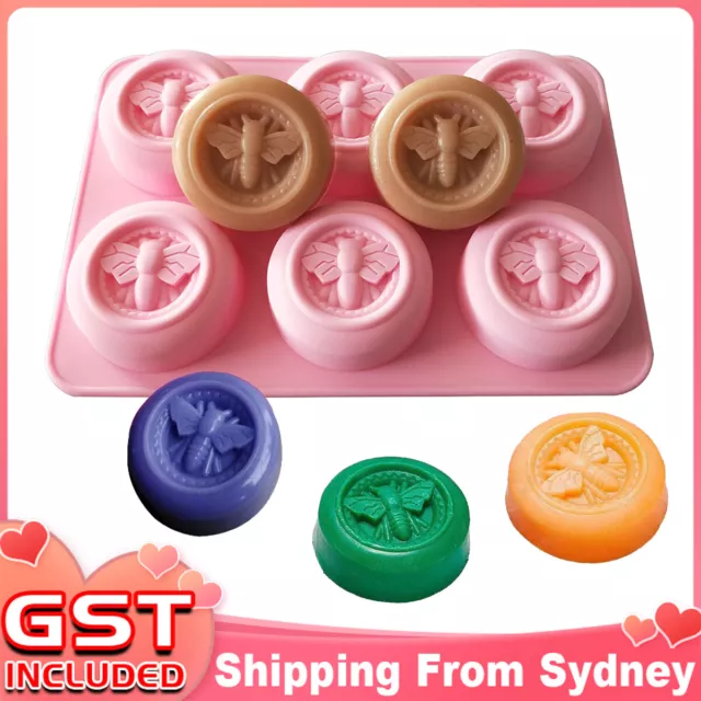 6 Cavity Honey Bee Shaped Silicone DIY Handmade Soap Candle Mold Craft Mould AU