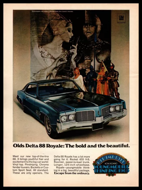 1969 Oldsmobile Delta 88 Royale 2-Door Hardtop Knights Damsels Vintage Print Ad