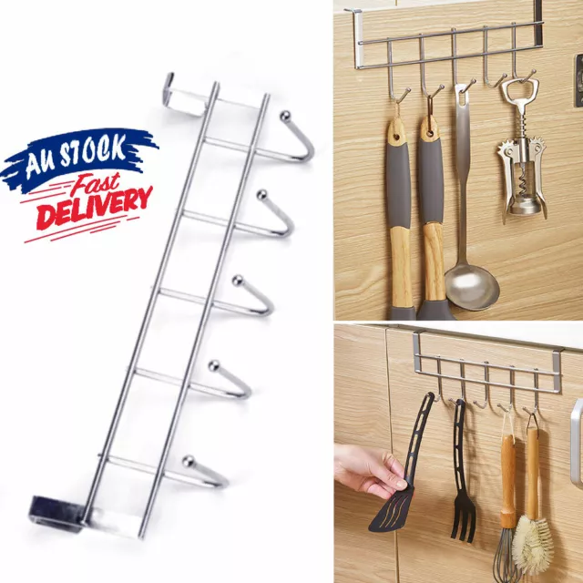 5 Hooks Rack Kitchen Home Coat Shelf Towel Holder Bathroom Over Door Hanger AZ