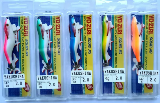 5 x YO ZURI YAKUSHIMA 2.0 PAINTED SQUID JIG TOTANARA EGI PULP 7 GR TOTANARE