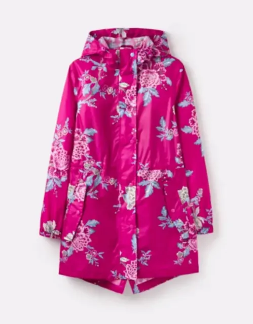 JOULES Golightly Waterproof PacAway Jacket Raincoat Pink Floral Womens UK 14