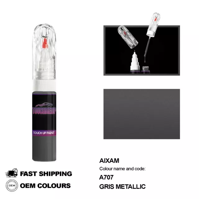 Para Los Modelos Aixam Gris A707 Pintura De Retoque Pen Scratch Chip Kit...