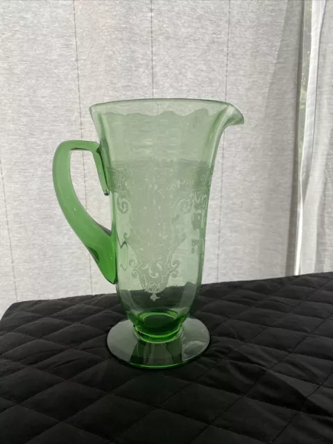 Fostoria Glass Co. #5000-7 Vesper Green Footed Pitcher