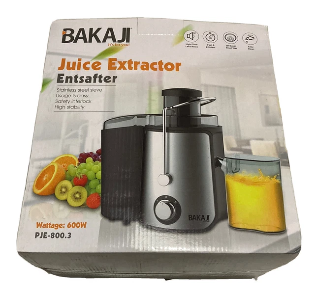 ESTRATTORE DI SUCCO BAKAJI 600W - 2 VELOCITÀ, FILTRO ACCIAIO INOX, TUBO LARGO 65MM - PER FRUTTA E VERDURA