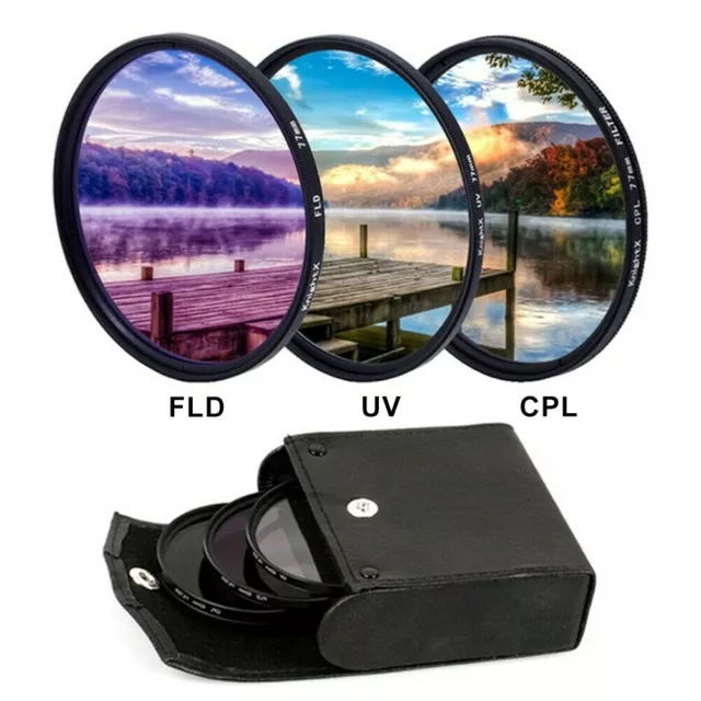 Professional UV CPL Polarizer FLD Photo Photography Filter Kit for SLR Camera