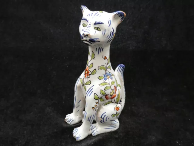 ANTIQUE Poss 18th C. DELFT Faience Polychrome Tin Glaze Cat A/F