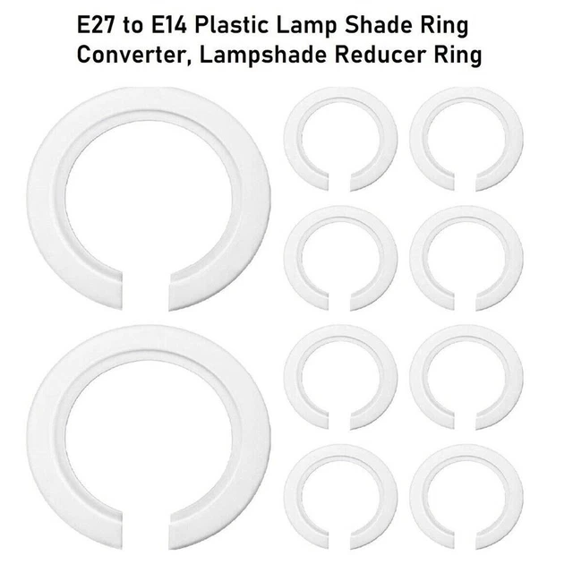 8Pcs Plastic Light Shade Adapter, E27 To E14 Lamp Shade Reducer Ring, Lampshade Washer Converter, Screw Light Fitting Adapter Ring, E14 Socket Replacement Ring For Table Lamp Ceiling Lights - View #2