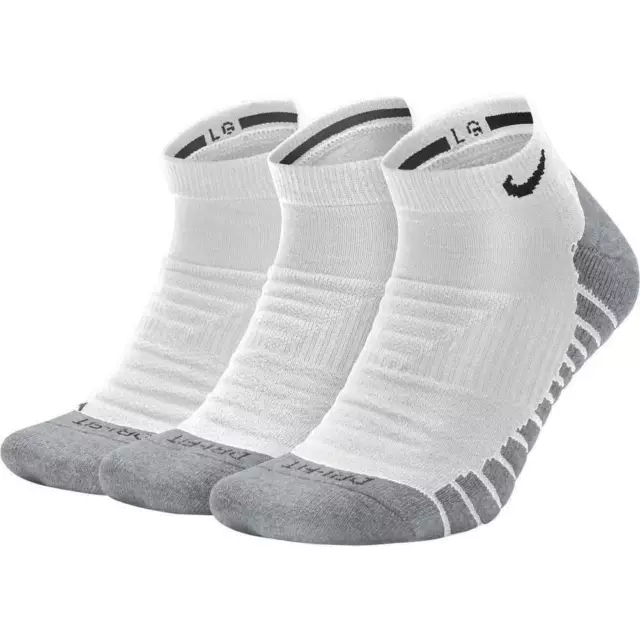 Nike Everyday Max Cushioned Ankle Socks Crew 3 Pair Mens White Multi Size