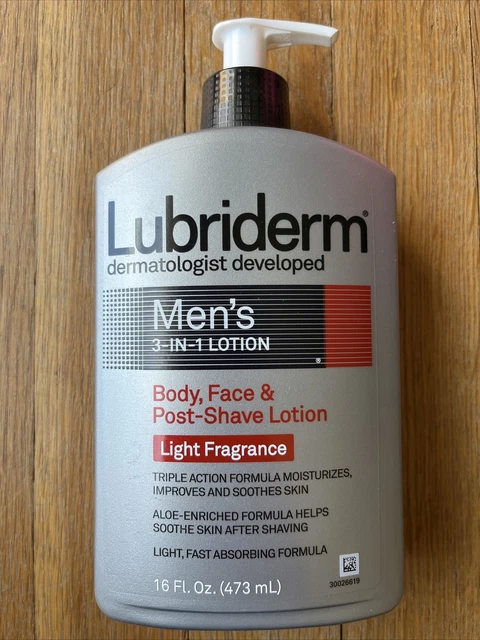 Lubriderm Men's 3-in-1 Body, Face & Post-Shave Lotion Light Fragrance  16 oz
