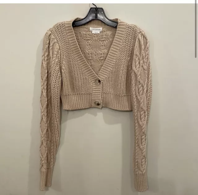 NWT LOVERS + FRIENDS Scarlette Cable Knit Sweater in Nude, M 2