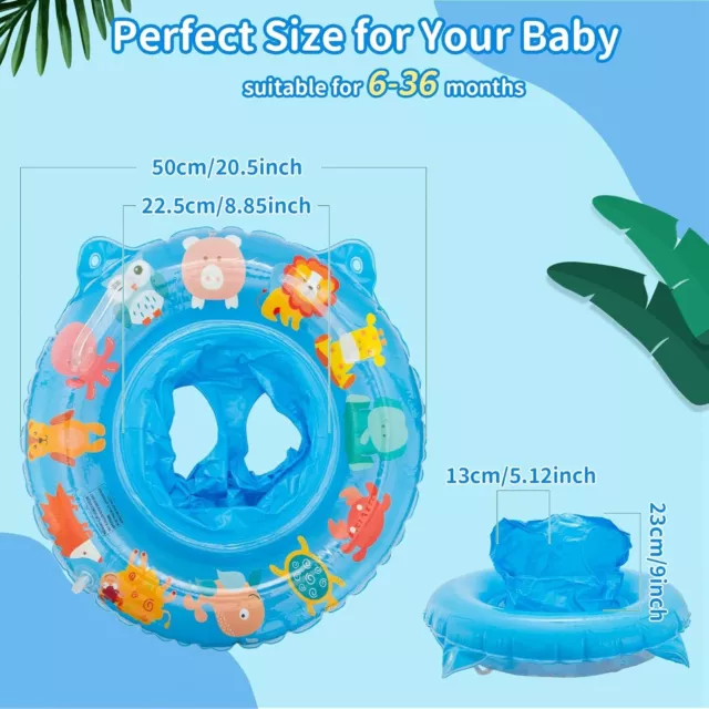 Pukitt Baby Swimming Inflatable Float Ring Pool+Safety Seat Handle,3-36 months