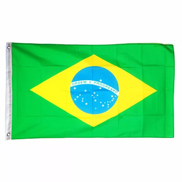Brasilien Fahne ca.90x150cm Hiss Flagge mit Metallösen Nationalflagge Fanartikel