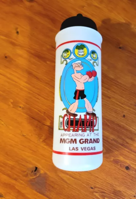 THE CHAMP Popeye Water Bottle 1992 MGM Grand Casino Las Vegas Popeye And Friends