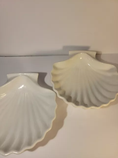 Vintage Japanese White Clam Shell Dish Oven and Microwave Safe Set of 2 2