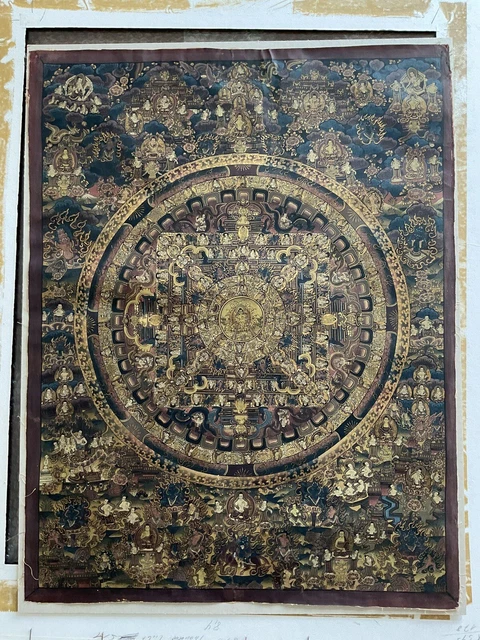 THANGKA BILD AUF Stoff/Leinwand Mandala Buddha Lebensrad Buddhismus