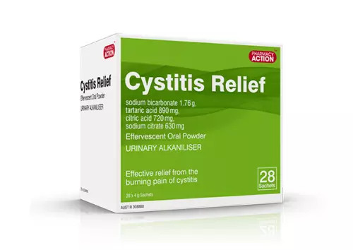 Pharmacy action CYSTITIS RELIEF 28 Sachets URAL Generic UTI Relief (1 BOX)