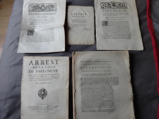 Arrêts.Parlement.1722.Lettres patentes.Normandie.Dieppe.Rouen.XVIIIèm.Unigenitus