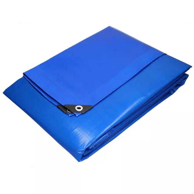 Bâche de couverture étanche protection en PE avec oeillets 3x5 m 180 g/m² bleu