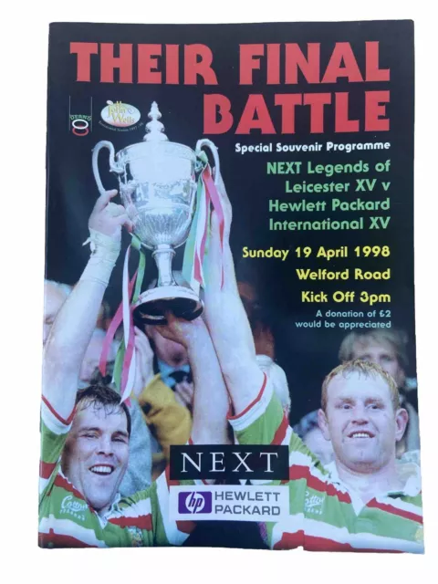 Leicester Tigers Rugby Legends v International XV Souvenir Programme 1998 - Mint