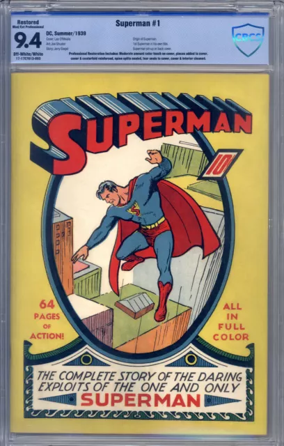 Superman #1 CBCS 9.4 (R) Siegel, Shuster, O'Mealia, Origin Superman Retold