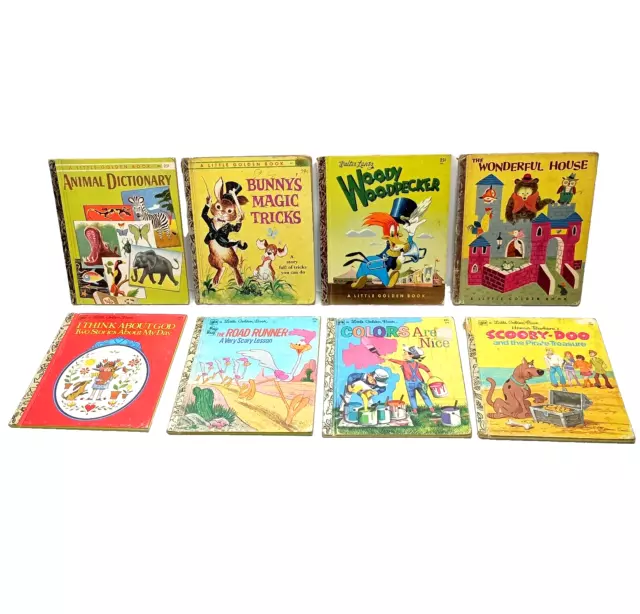 Lot of 8 Vintage Little Golden Books Scooby-Doo Road Runner Woody Woodpecker Etc