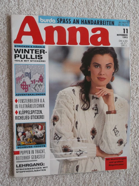Anna; Burda - Spass an Handarbeiten; Heft 11/1993; komplett;  Kunststricken u.a.