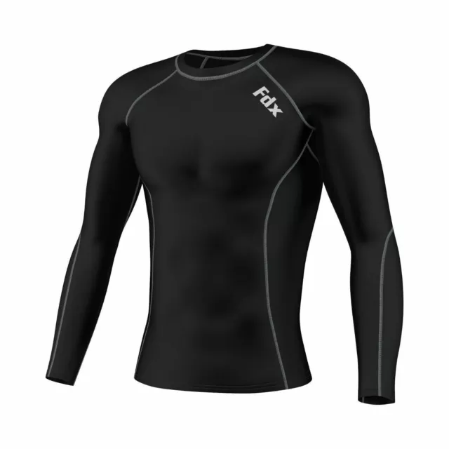 FDX Mens Compression Armour Base Layer Top Long Sleeve Thermal Gym Sports Shirt 2