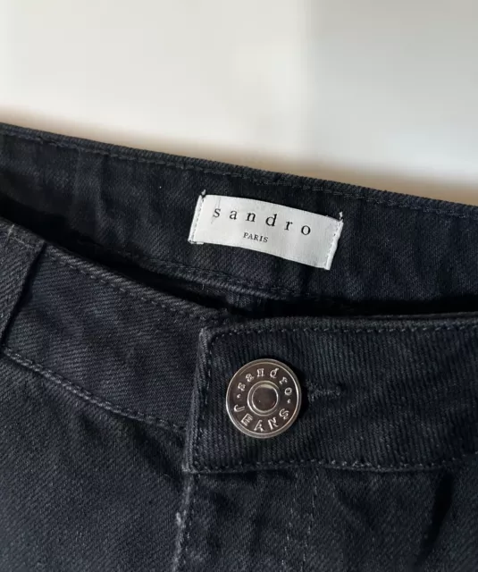 NWT Sandro Noir Flared Jeans Black Fits Womens 30” Waist 2