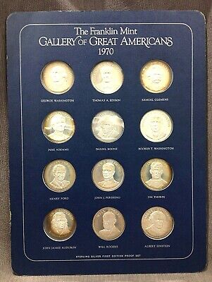 Franklin Mint Gallery of Great Americans .925 Silver 1970-1976 Complete Set 2