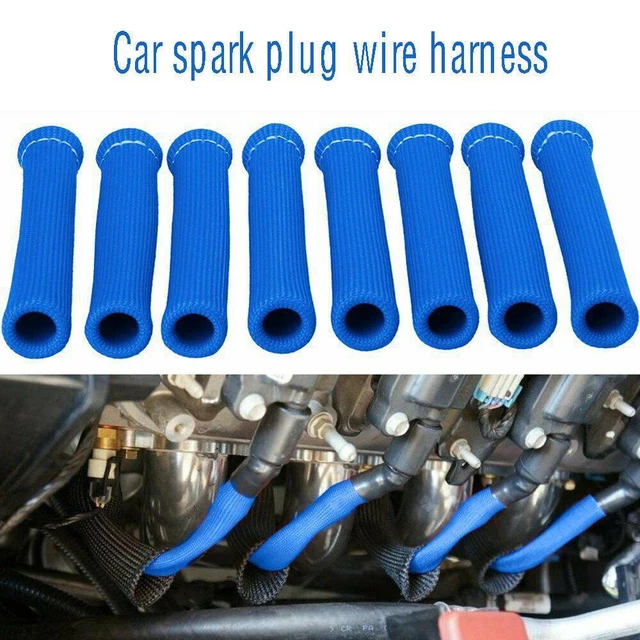 8Pcs Spark Plug Wire Sheath Wire Boots Sleeve Heat Shield Cover For SBC BBC