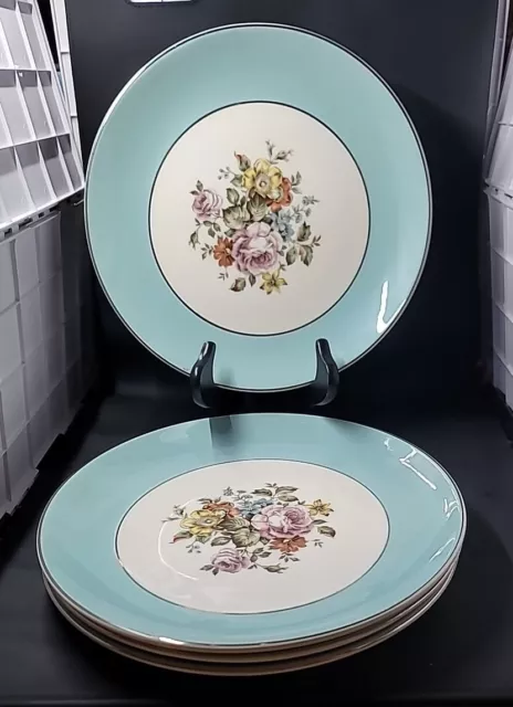 Set of 4 Cunningham Pickett MCM 10” Danube China Dinner Plates Hand Decorated