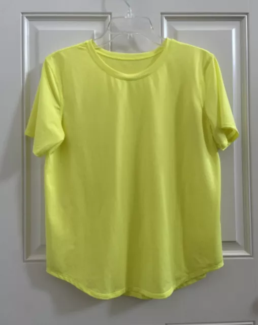 Lululemon Women’s High Neck Run and Train Tee Neon Yellow Size 8 EUC