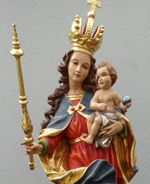 Große Holzfigur: Maria + Jesus; Madonna m. Kind; Patrona Bavaria; gefasst ~81cm 2