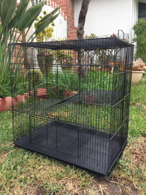 3-Levels Black Chinchilla Guinea Pig Degu Animals Rats Mice Gerbil Ferret Cage